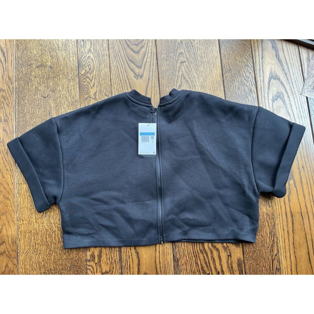 Nike Tech Fleece Cropped Top Size Medium Womens Black Sportswear Oversized - Picture 7 of 7
